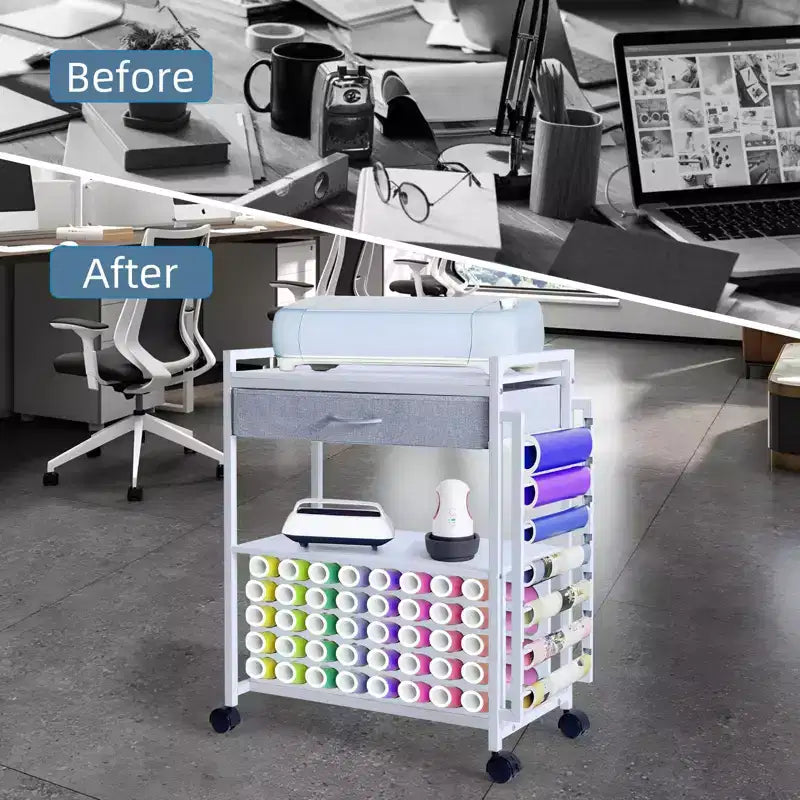 Craft Organization and Storage Cart Compatible with Cricut Machine, Rolling Craft Organizer