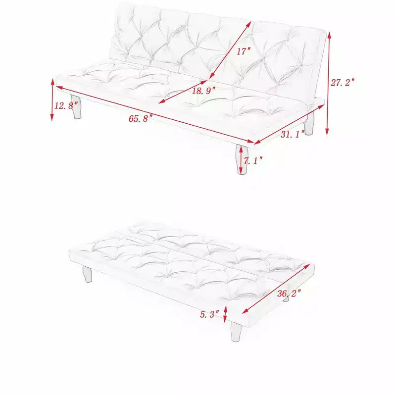 Loveseat Velvet Sofa Bed Transforms Seamlessly for Living Room Bedroom Apartment, Black
