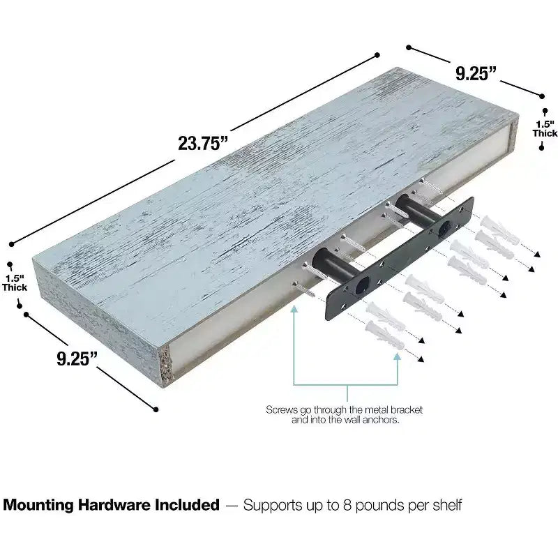 Floating Wall Shelves (24x9) for Bedroom, Decor, Kitchen, Living Room - for Trophies, Frames, Bookshelf