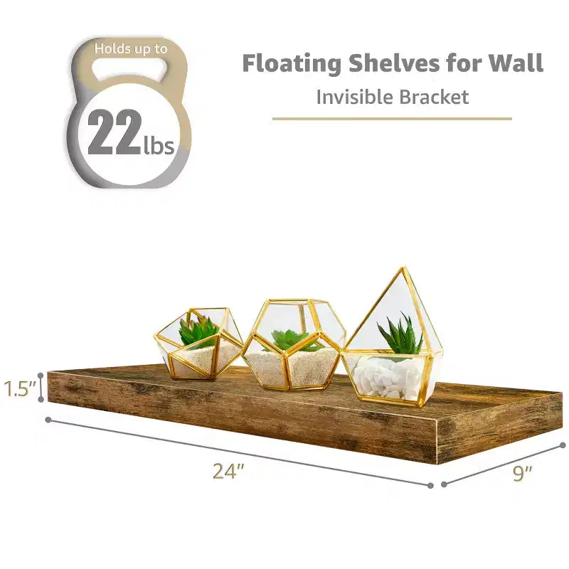 Floating Wall Shelves (24x9) for Bedroom, Decor, Kitchen, Living Room - for Trophies, Frames, Bookshelf
