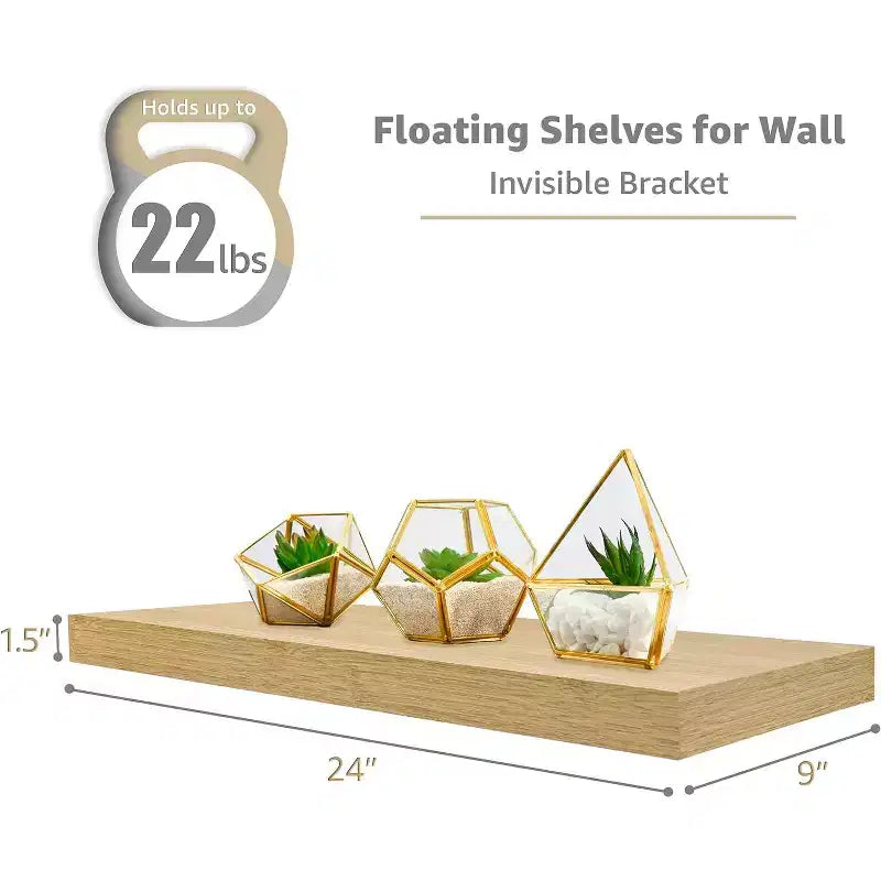 Floating Wall Shelves (24x9) for Bedroom, Decor, Kitchen, Living Room - for Trophies, Frames, Bookshelf