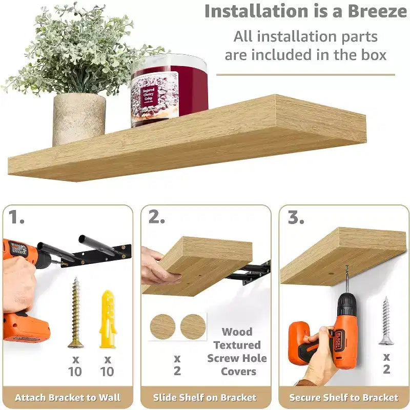 Floating Wall Shelves (24x9) for Bedroom, Decor, Kitchen, Living Room - for Trophies, Frames, Bookshelf