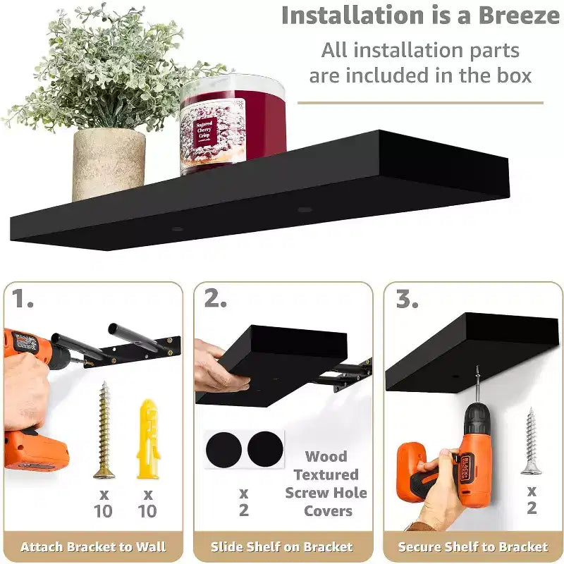 Floating Wall Shelves (24x9) for Bedroom, Decor, Kitchen, Living Room - for Trophies, Frames, Bookshelf