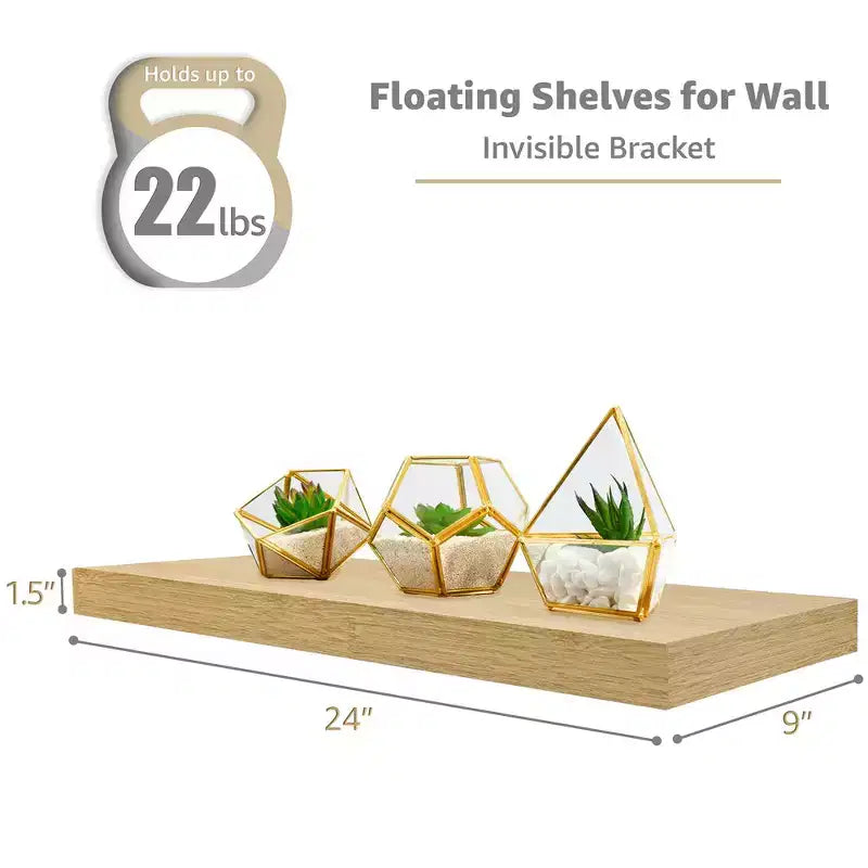 Floating Wall Shelves (24x9) for Bedroom, Decor, Kitchen, Living Room - for Trophies, Frames, Bookshelf