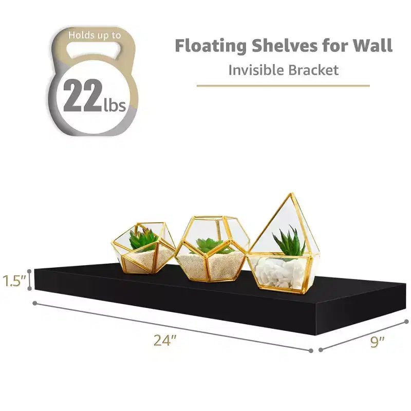 Floating Wall Shelves (24x9) for Bedroom, Decor, Kitchen, Living Room - for Trophies, Frames, Bookshelf