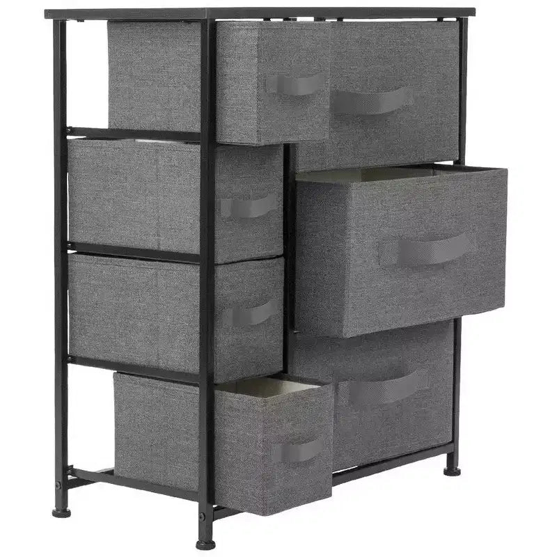 7 Drawers Dresser - Storage Chest Organizer with Steel Frame, Wood Top, Handles, Fabric Bins