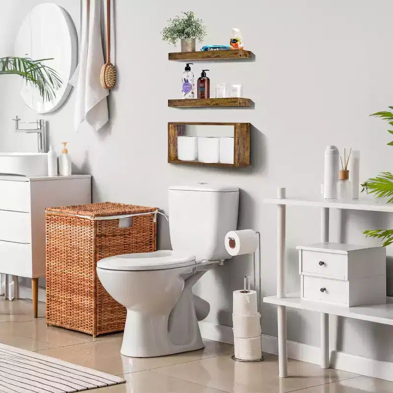 Floating Shelves with Invisible Brackets & 1 Rectangular Box
