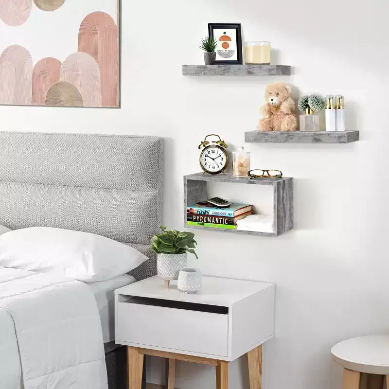 Floating Shelves with Invisible Brackets & 1 Rectangular Box