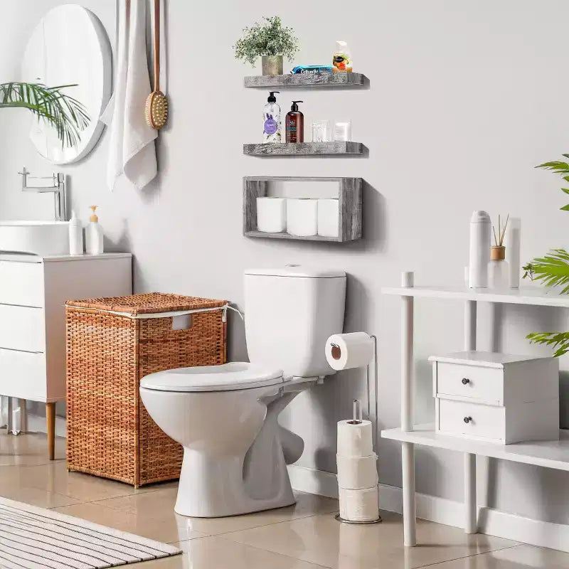 Floating Shelves with Invisible Brackets & 1 Rectangular Box