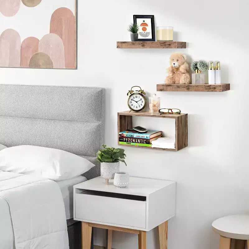 Floating Shelves with Invisible Brackets & 1 Rectangular Box