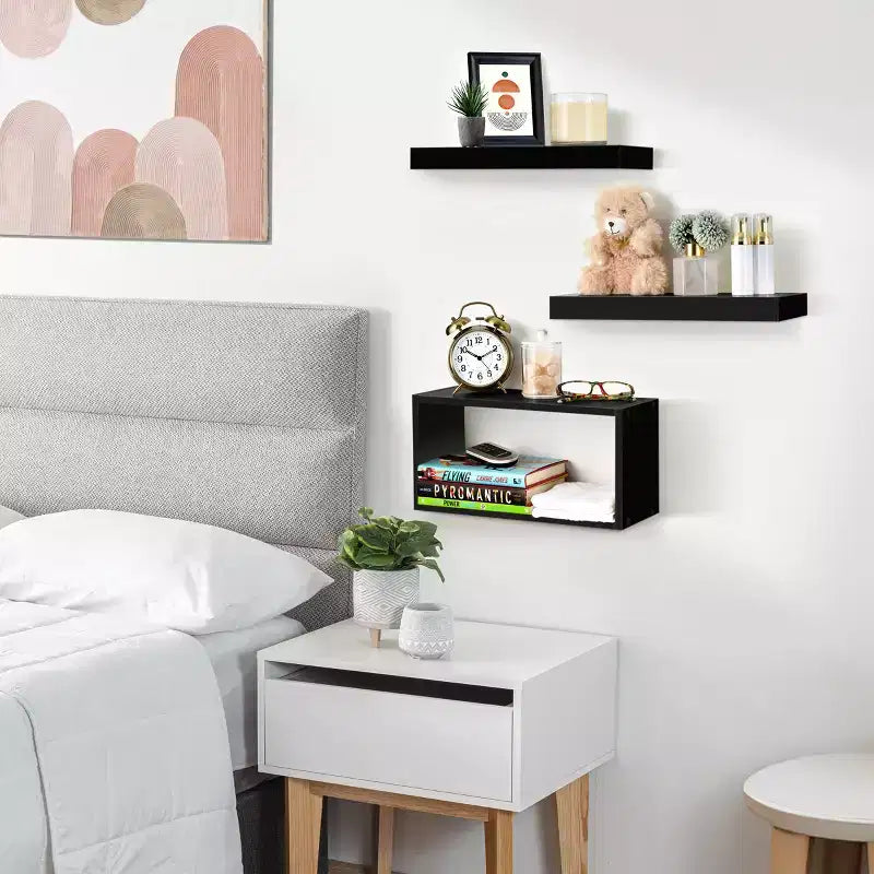 Floating Shelves with Invisible Brackets & 1 Rectangular Box
