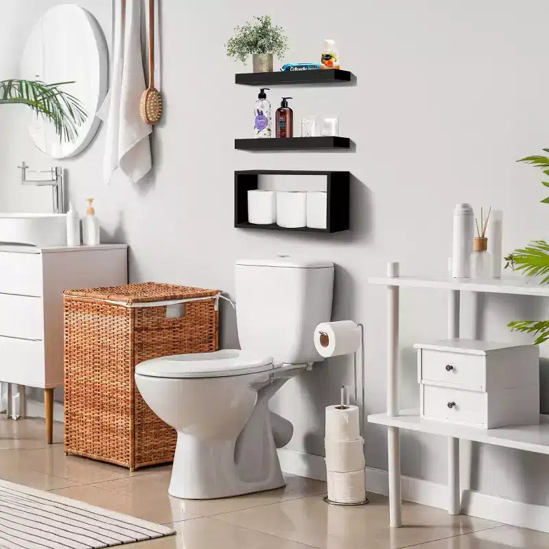 Floating Shelves with Invisible Brackets & 1 Rectangular Box