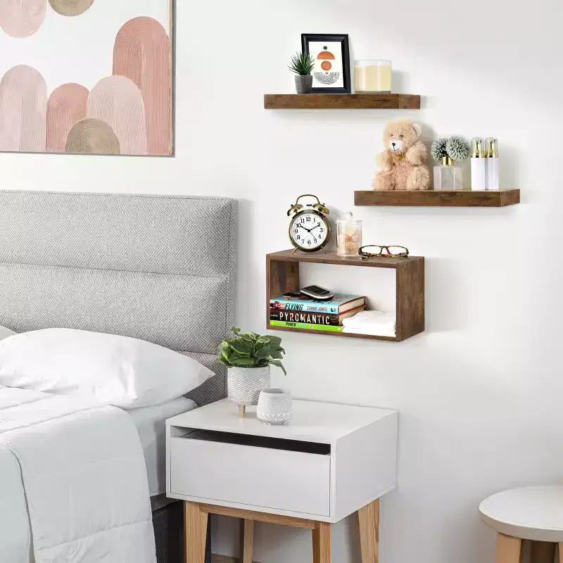Floating Shelves with Invisible Brackets & 1 Rectangular Box