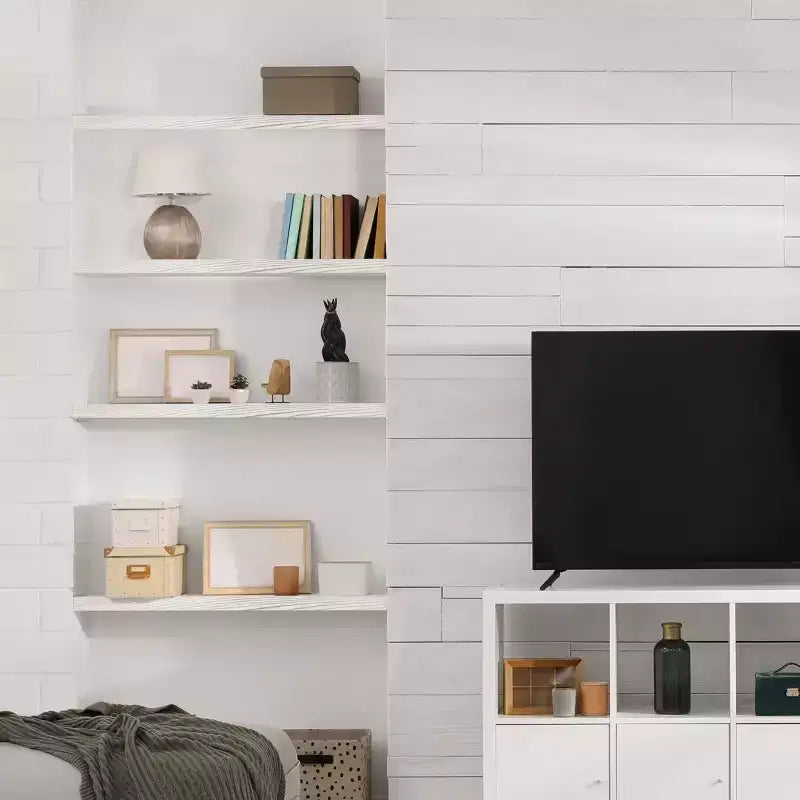 Solid Wood Floating Shelves - for Bathroom Decor, Books, Bedroom & Living Room