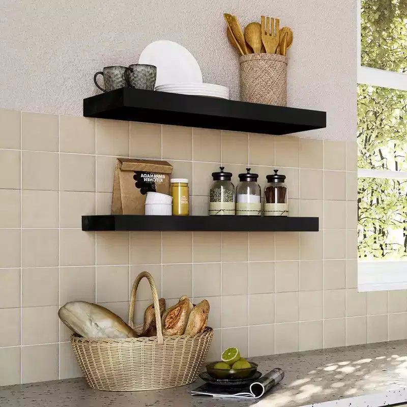 Solid Wood Floating Shelves - for Bathroom Decor, Books, Bedroom & Living Room