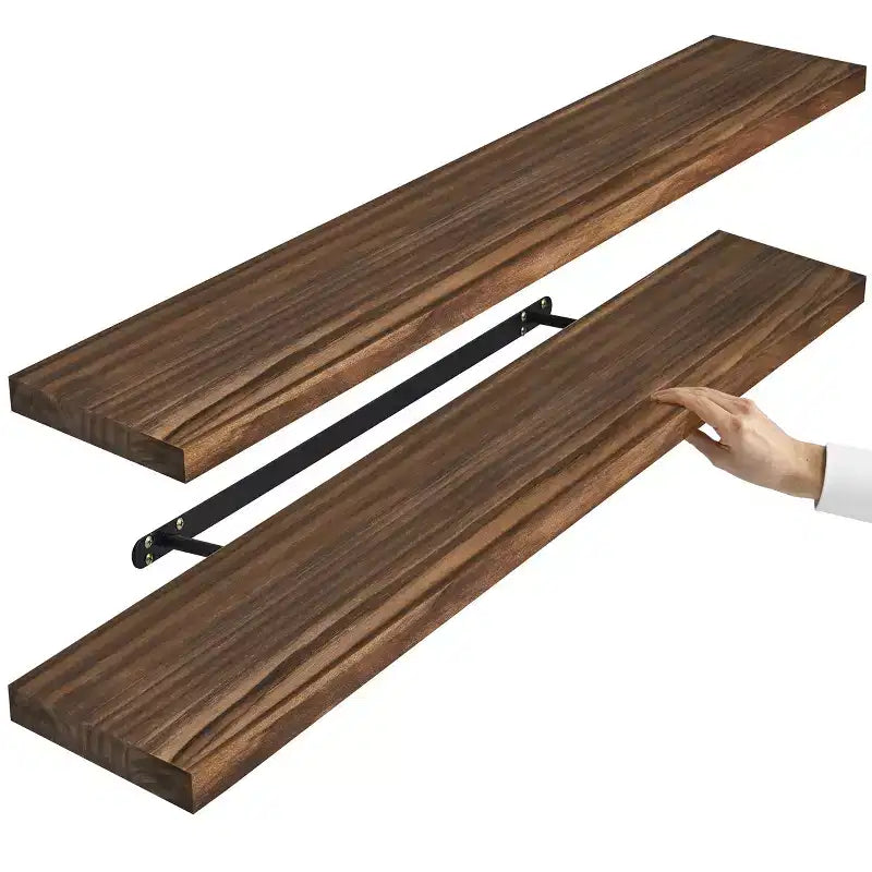 Solid Wood Floating Shelves - for Bathroom Decor, Books, Bedroom & Living Room