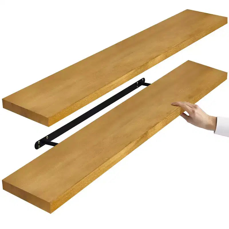 Solid Wood Floating Shelves - for Bathroom Decor, Books, Bedroom & Living Room