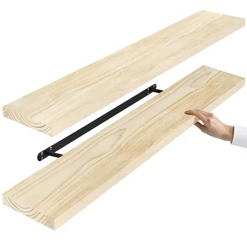 Solid Wood Floating Shelves - for Bathroom Decor, Books, Bedroom & Living Room