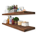 Solid Wood Floating Shelves - for Bathroom Decor, Books, Bedroom & Living Room