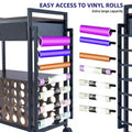 Craft Organization and Storage Cart Compatible with Cricut Machine, Rolling Craft Organizer with Fabric Drawer, Hook & 47 Vinyl Roll Holder