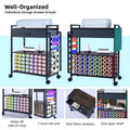 47 Rolling Craft Cart  Storage Stand with Drawer, Vinyl Roll Holder & Hooks for Cricut Machines & Home Crafting