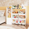 Childrens Wooden Toy Organizer with 8 Bins & 3 Shelves,Storage Bookshelf for Toys,Books,Games,and Crafts,Playroom Organization Bookcase
