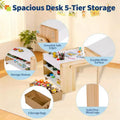 Kids Art Table and 1 Chair, 27.5 in Convertible Toddler Activity Table to Storage Shelves, Craft Play Desk for Kids with 2 Storage Box