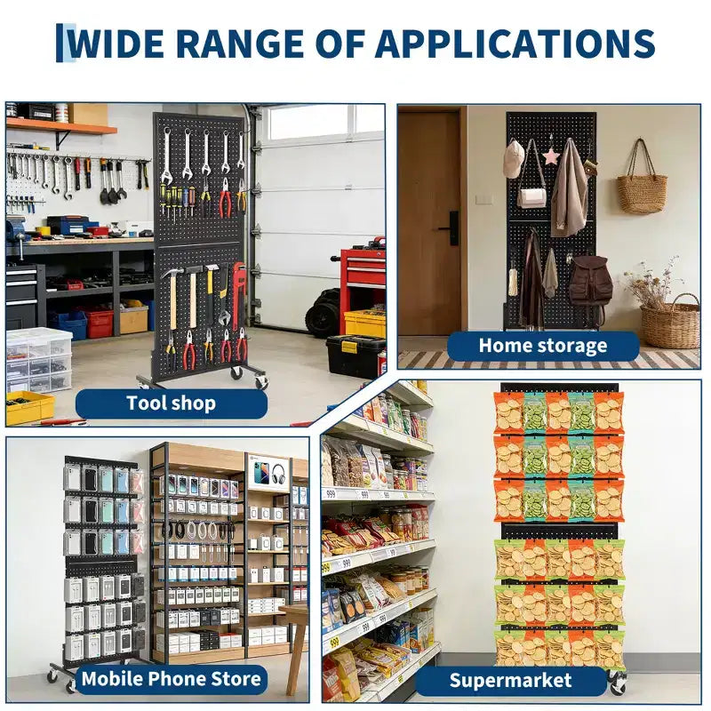 2'5' Standing Pegboard Display Rack with 10 Hooks, Heavy-Duty Metal Floor Peg Board with T-Base for Retail, Craft Shows, Tool Shops