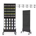 COZONY 2'5' Standing Pegboard Display Rack with 10 Hooks, Heavy-Duty Metal Floor Peg Board with T-Base for Retail, Craft Shows, Tool Shops