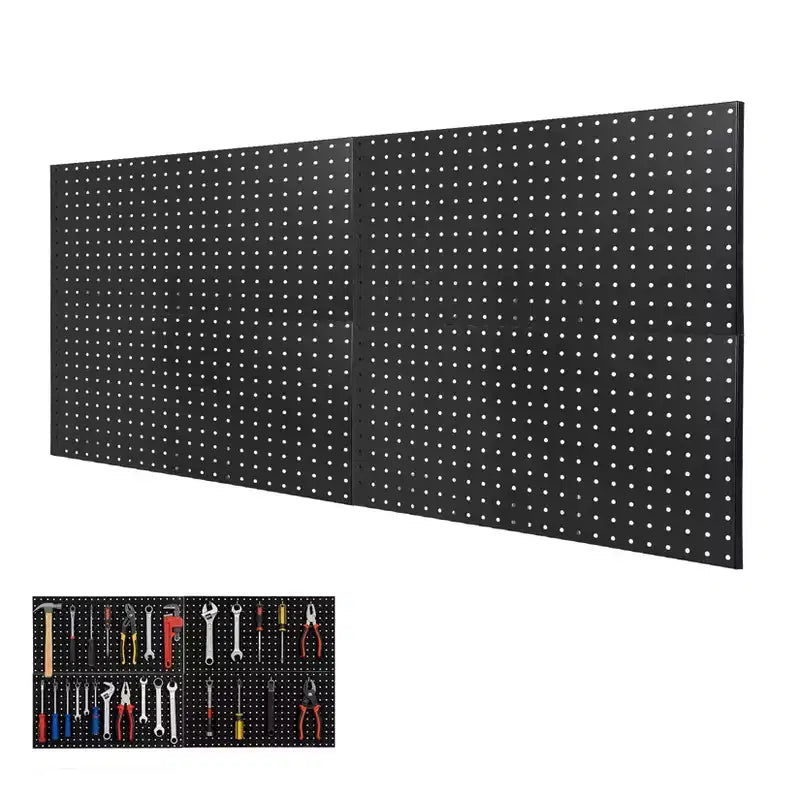 2 pannelli forati in metallo, organizer da parete forato 60 x 60 cm, sistema di stoccaggio con pannelli forati per banco da lavoro, deposito attrezzi da garage, sala hobby