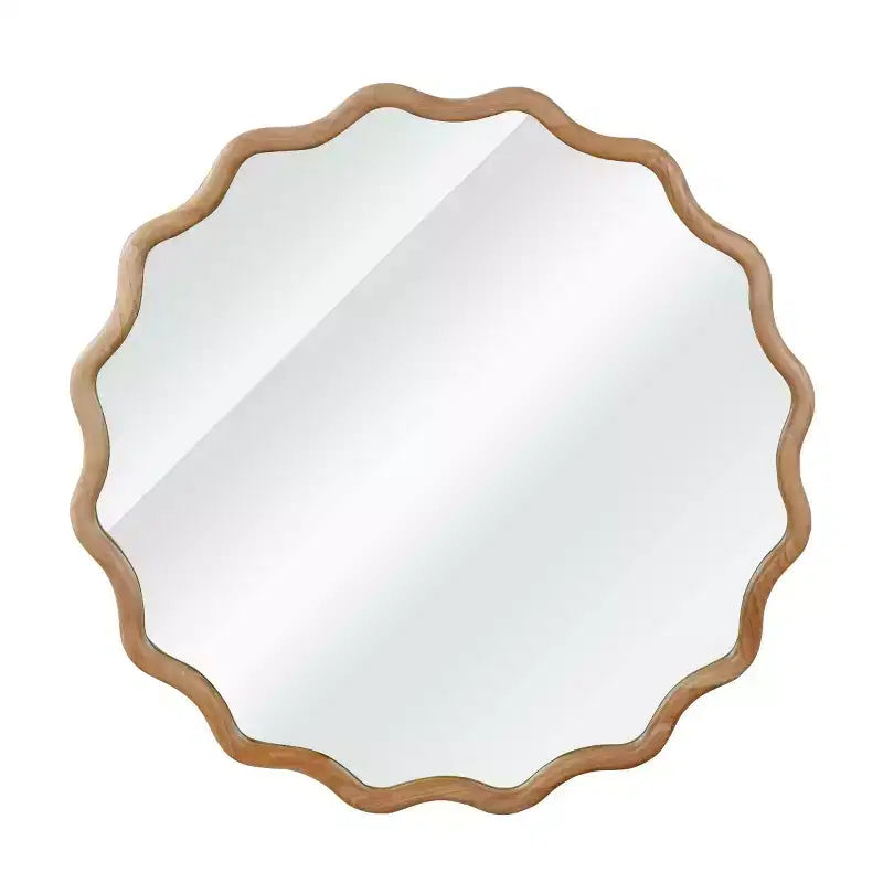 Round Decorative Wall Mirror with Wavy Design, Modern Accent Mirror for Bedroom, Bathroom, Living Room, Entryway
