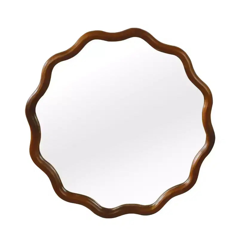 Round Decorative Wall Mirror with Wavy Design, Modern Accent Mirror for Bedroom, Bathroom, Living Room, Entryway