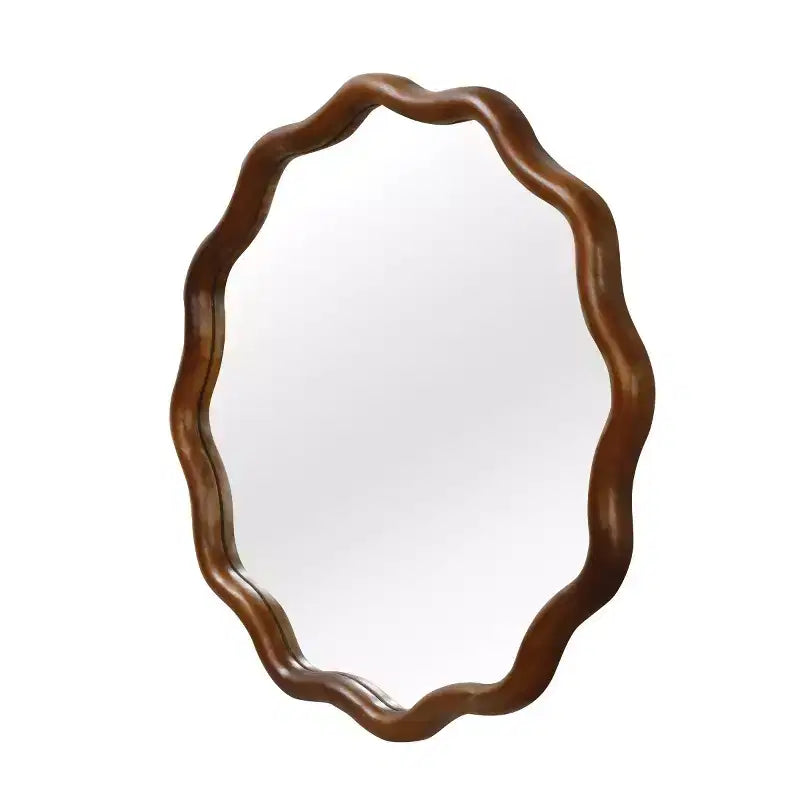 Round Decorative Wall Mirror with Wavy Design, Modern Accent Mirror for Bedroom, Bathroom, Living Room, Entryway