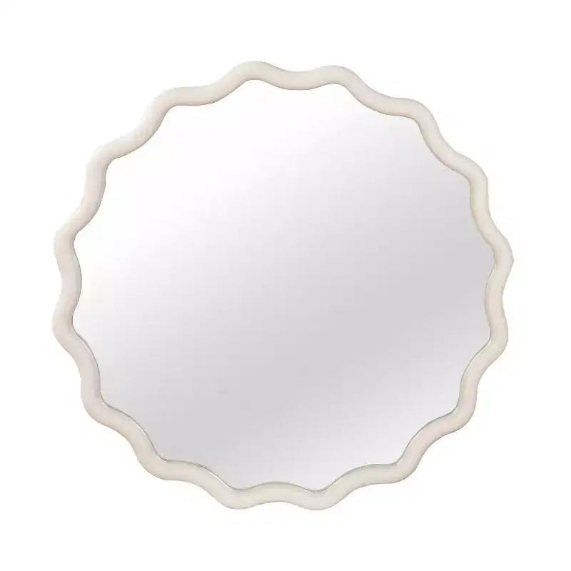 Round Decorative Wall Mirror with Wavy Design, Modern Accent Mirror for Bedroom, Bathroom, Living Room, Entryway