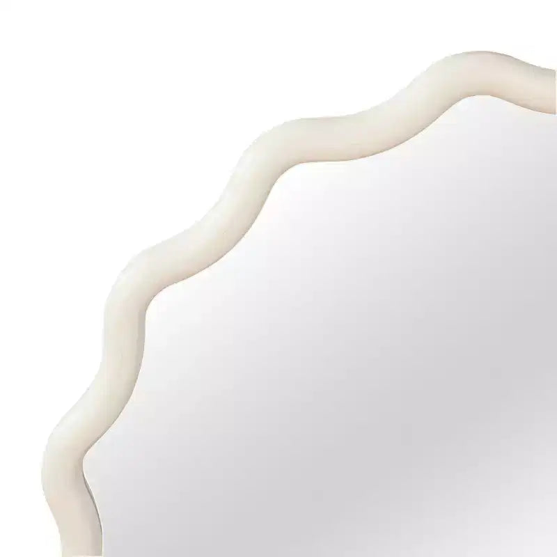 Round Decorative Wall Mirror with Wavy Design, Modern Accent Mirror for Bedroom, Bathroom, Living Room, Entryway