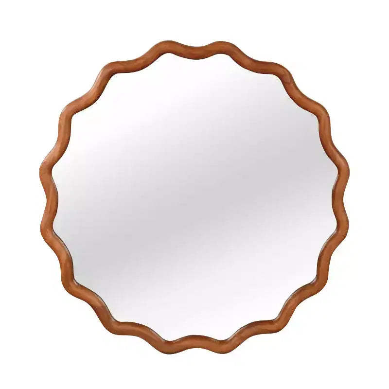 Round Decorative Wall Mirror with Wavy Design, Modern Accent Mirror for Bedroom, Bathroom, Living Room, Entryway