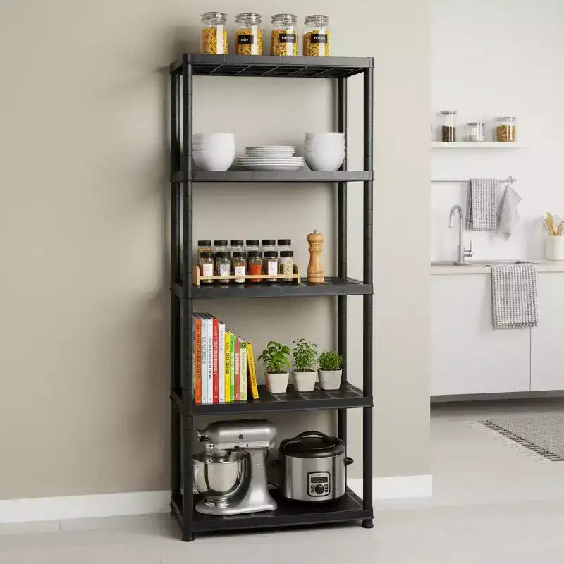 1/ 5-Tier Freestanding Heavy Duty Storage Shelf Rack for Indoor & Outdoor Use Black