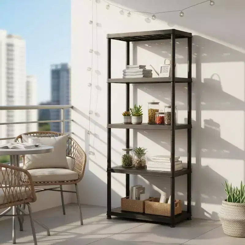 1/ 5-Tier Freestanding Heavy Duty Storage Shelf Rack for Indoor & Outdoor Use Black