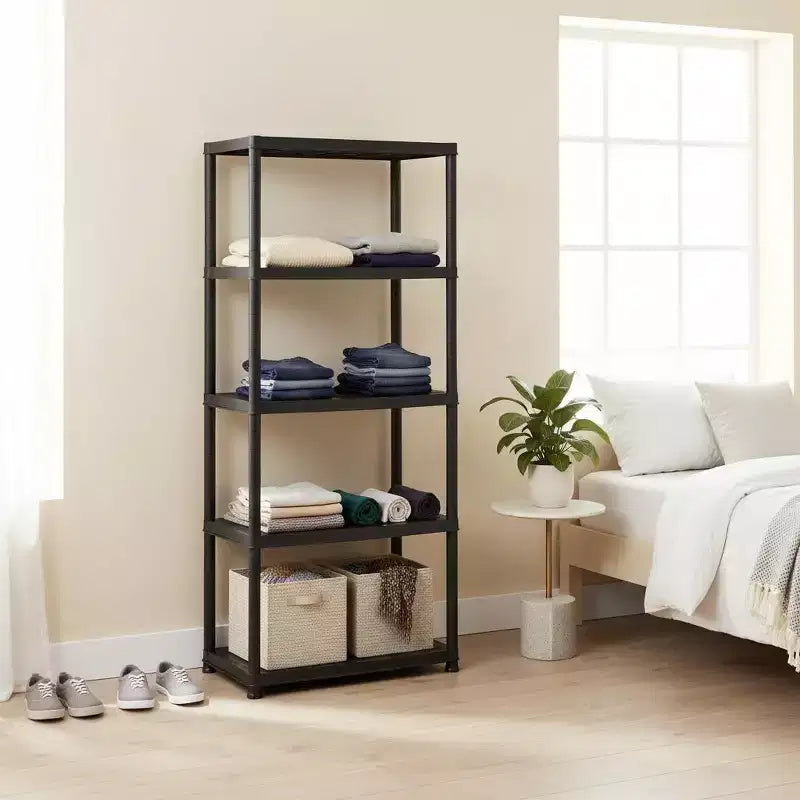 1/ 5-Tier Freestanding Heavy Duty Storage Shelf Rack for Indoor & Outdoor Use Black