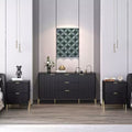 Modern Elegance 2 Drawer Nightstands and 3 Drawer Dresser, Black