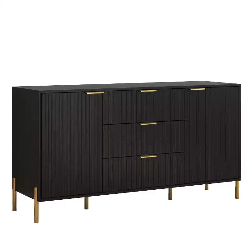 Modern Elegance 2 Drawer Nightstands and 3 Drawer Dresser, Black