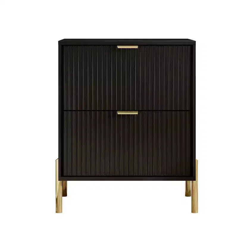 Modern Elegance 2 Drawer Nightstands and 3 Drawer Dresser, Black
