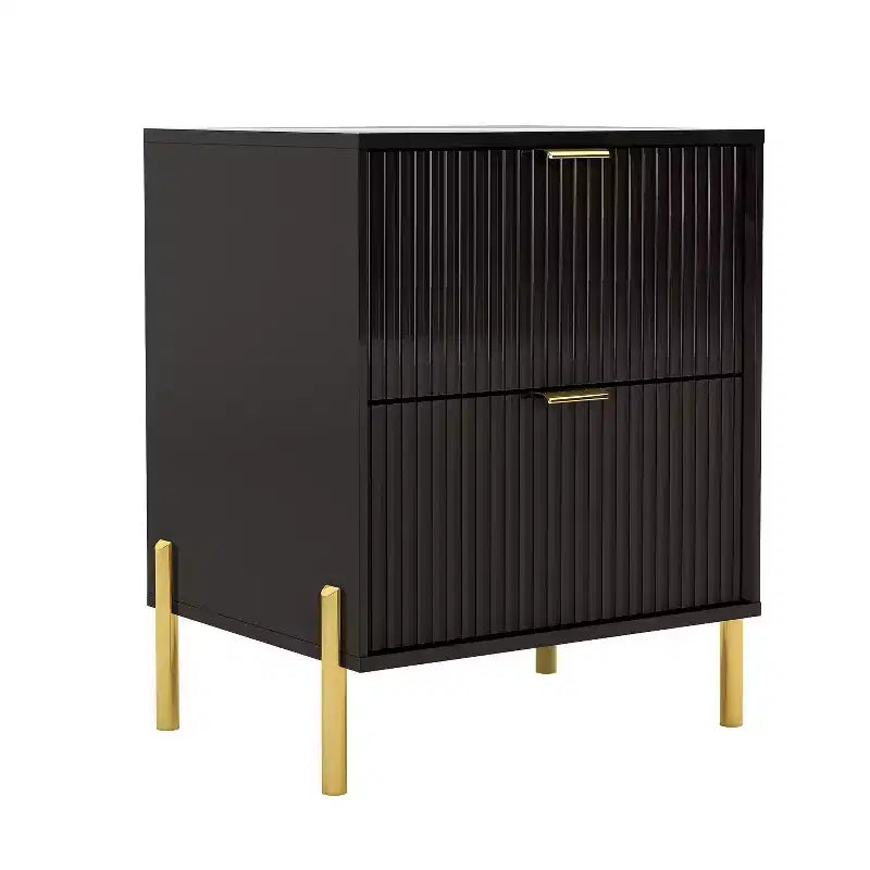 Modern Elegance 2 Drawer Nightstands and 3 Drawer Dresser, Black