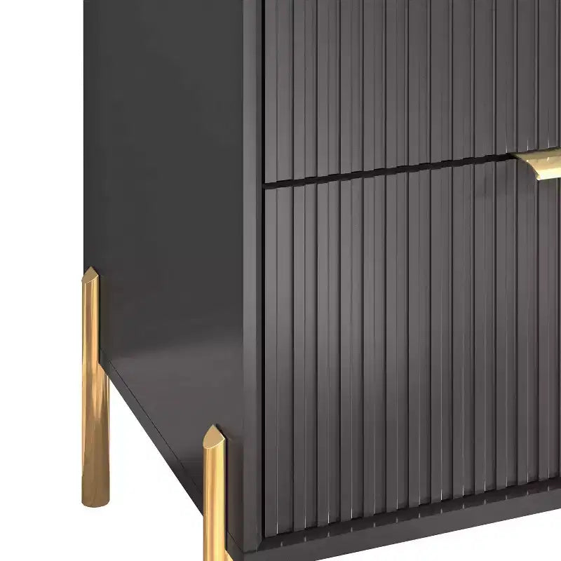 Modern Elegance 2 Drawer Nightstands and 3 Drawer Dresser, Black