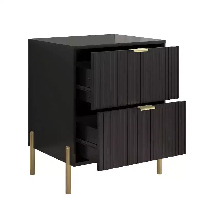 Modern Elegance 2 Drawer Nightstands and 3 Drawer Dresser, Black