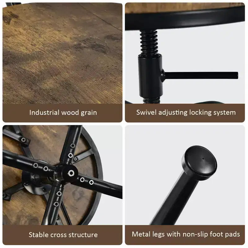 Industrial Bar Stool Adjustable Swivel Counter-Height Dining Side Chair
