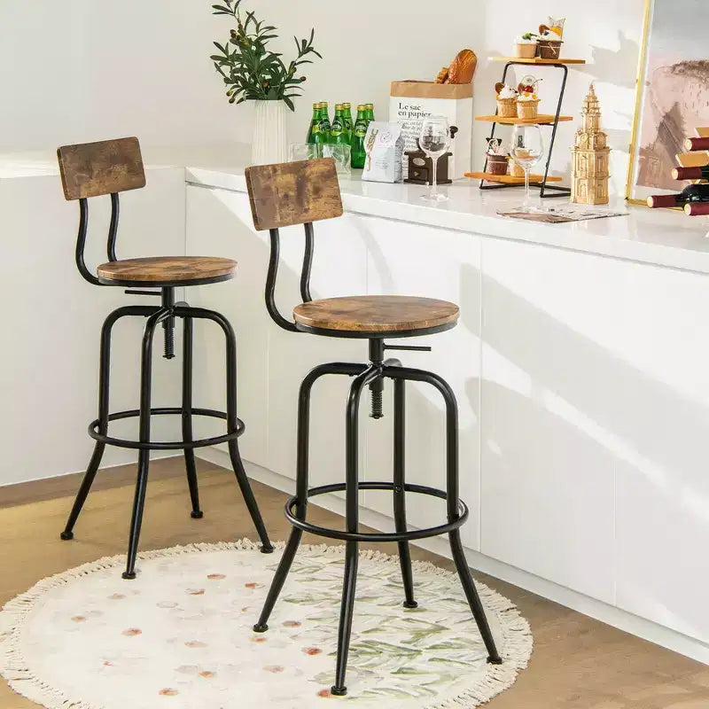 Industrial Bar Stool Adjustable Swivel Counter-Height Dining Side Chair