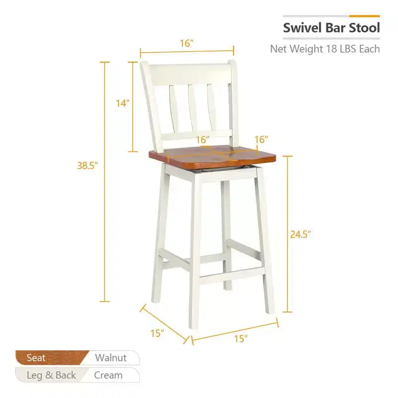 Bar Stool 24.5'' Swivel Counter Height Chair with Footrest