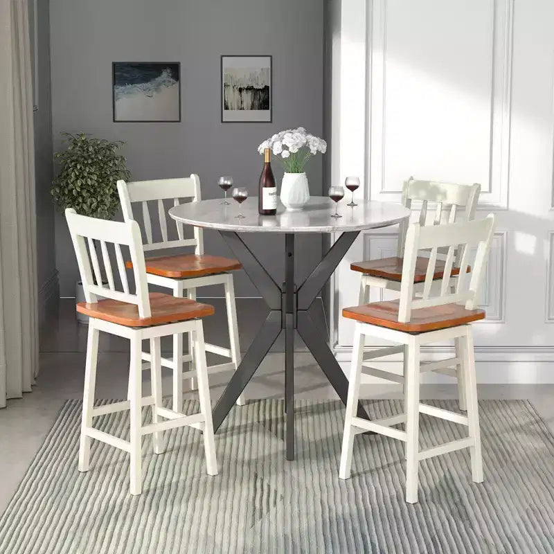 Bar Stool 24.5'' Swivel Counter Height Chair with Footrest