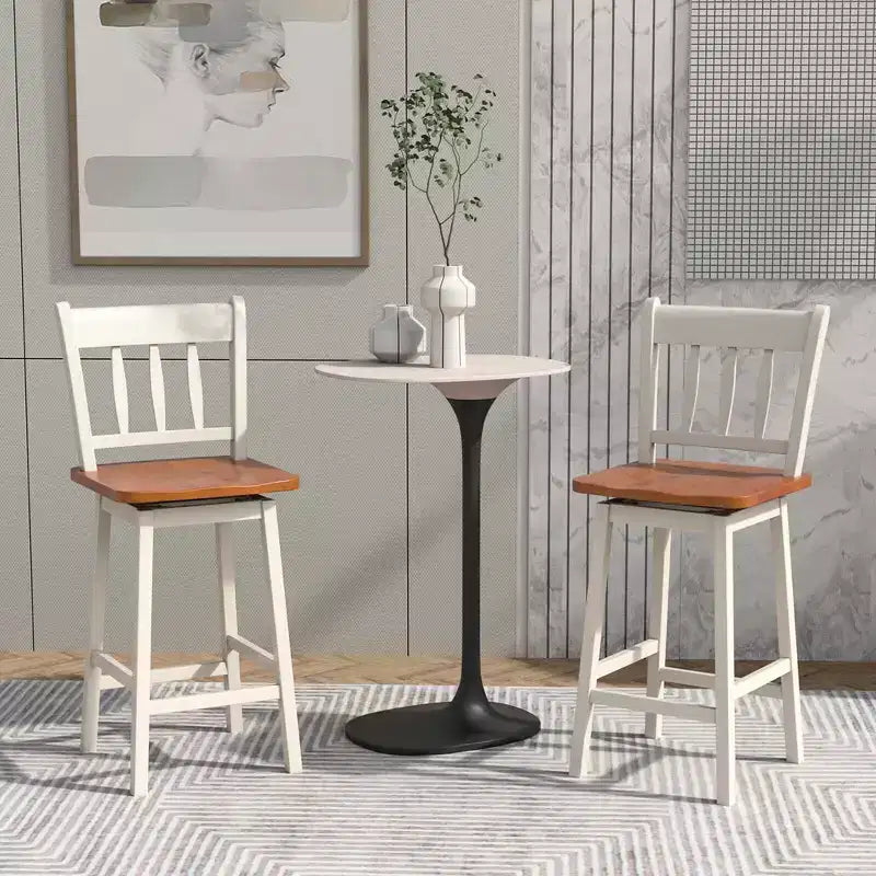 Bar Stool 24.5'' Swivel Counter Height Chair with Footrest